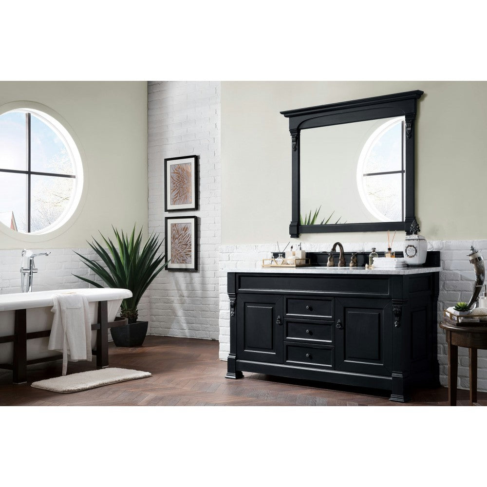 Brookfield 60" Single Vanity, Antique Black w/ 3 CM Carrara Marble Top