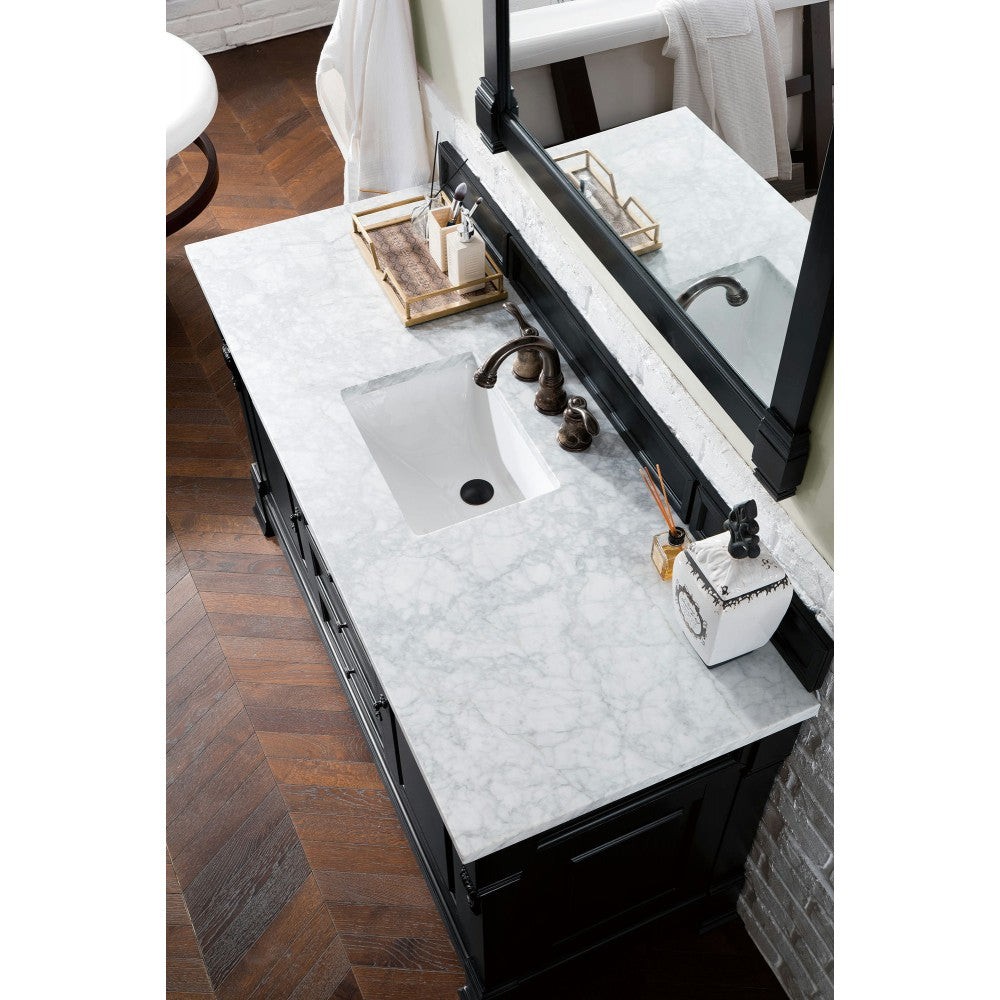 Brookfield 60" Single Vanity, Antique Black w/ 3 CM Carrara Marble Top