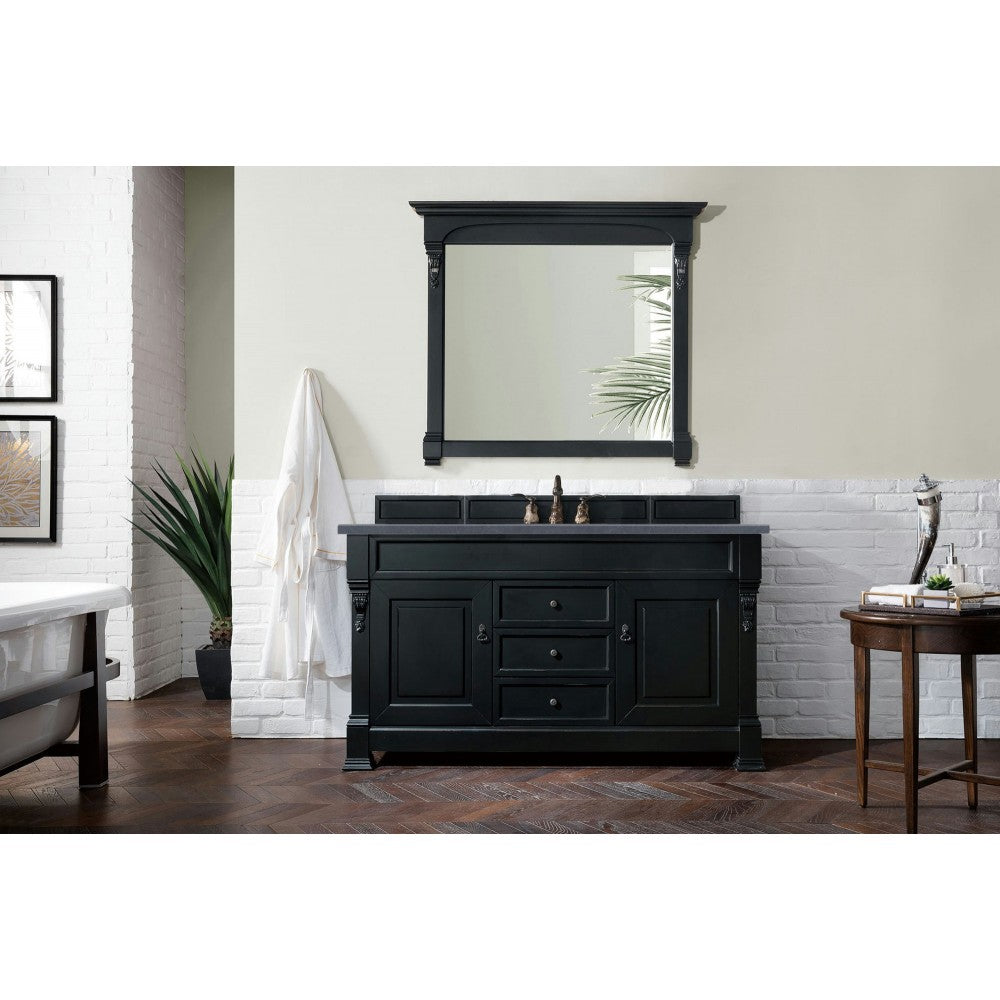 Brookfield 60" Single Vanity Antique Black w/ 3 CM Charcoal Soapstone Quartz Top