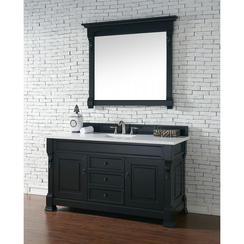 Brookfield 60" Single Vanity, Antique Black w/ 3 CM Classic White Quartz Top