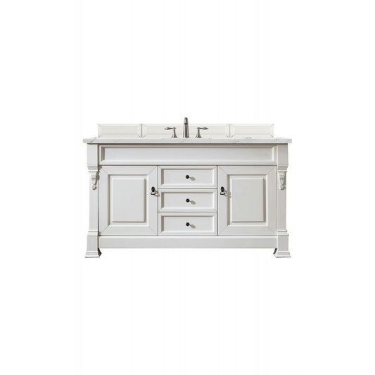 Brookfield 60" Single Vanity, Bright White w/ 3 CM Ethereal Noctis Quartz Top