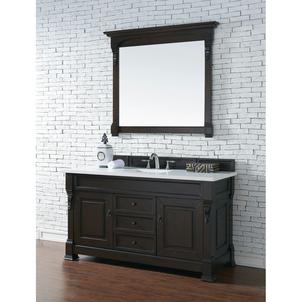 Brookfield 60" Single Vanity Burnished Mahogany w/ 3 CM Classic White Quartz Top