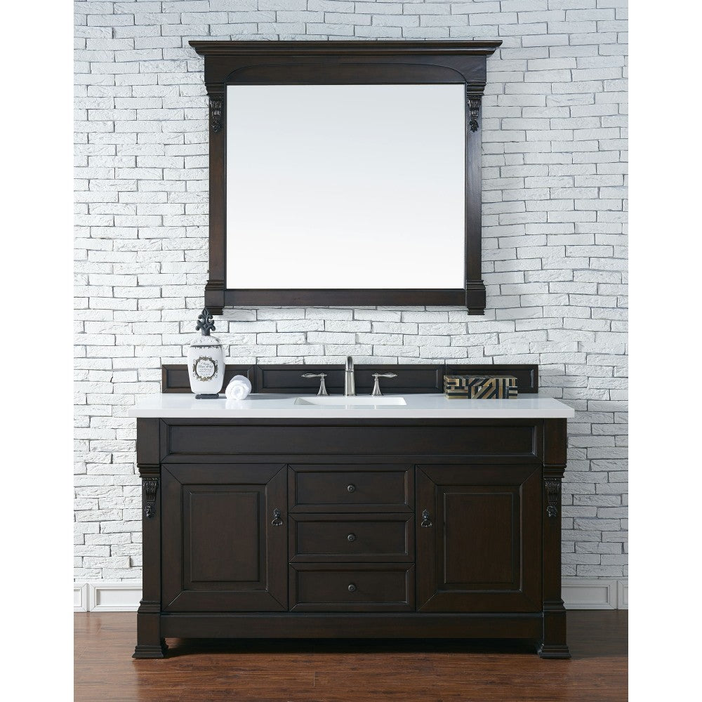 Brookfield 60" Single Vanity Burnished Mahogany w/ 3 CM Classic White Quartz Top