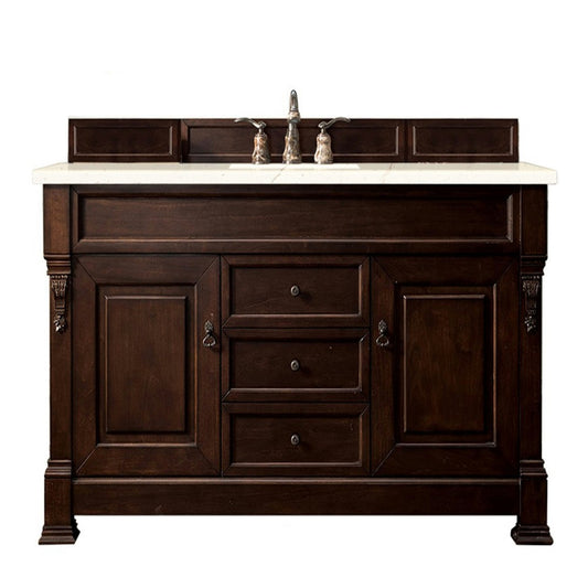 Brookfield 60" Single Vanity Burnished Mahogany w/3 CM Eternal Marfil Quartz Top