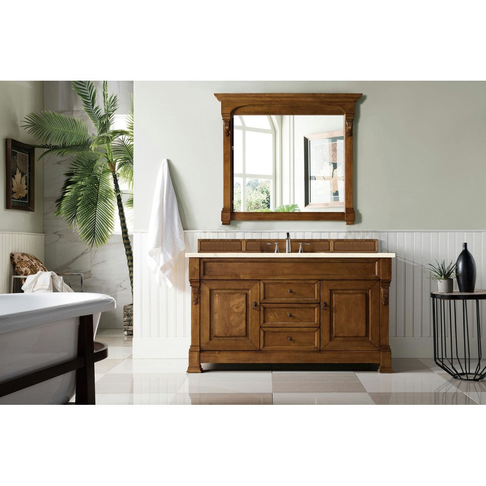 Brookfield 60" Single Vanity, Country Oak w/ 3 CM Eternal Marfil Quartz Top