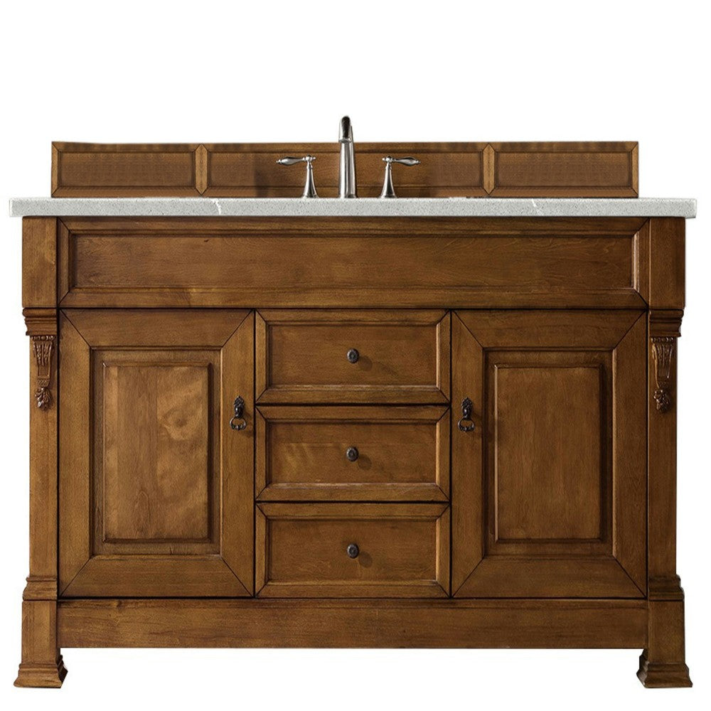 Brookfield 60" Single Vanity, Country Oak w/ 3 CM Eternal Serena Quartz Top