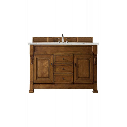 Brookfield 60" Single Vanity, Country Oak w/ 3 CM Ethereal Noctis Quartz Top