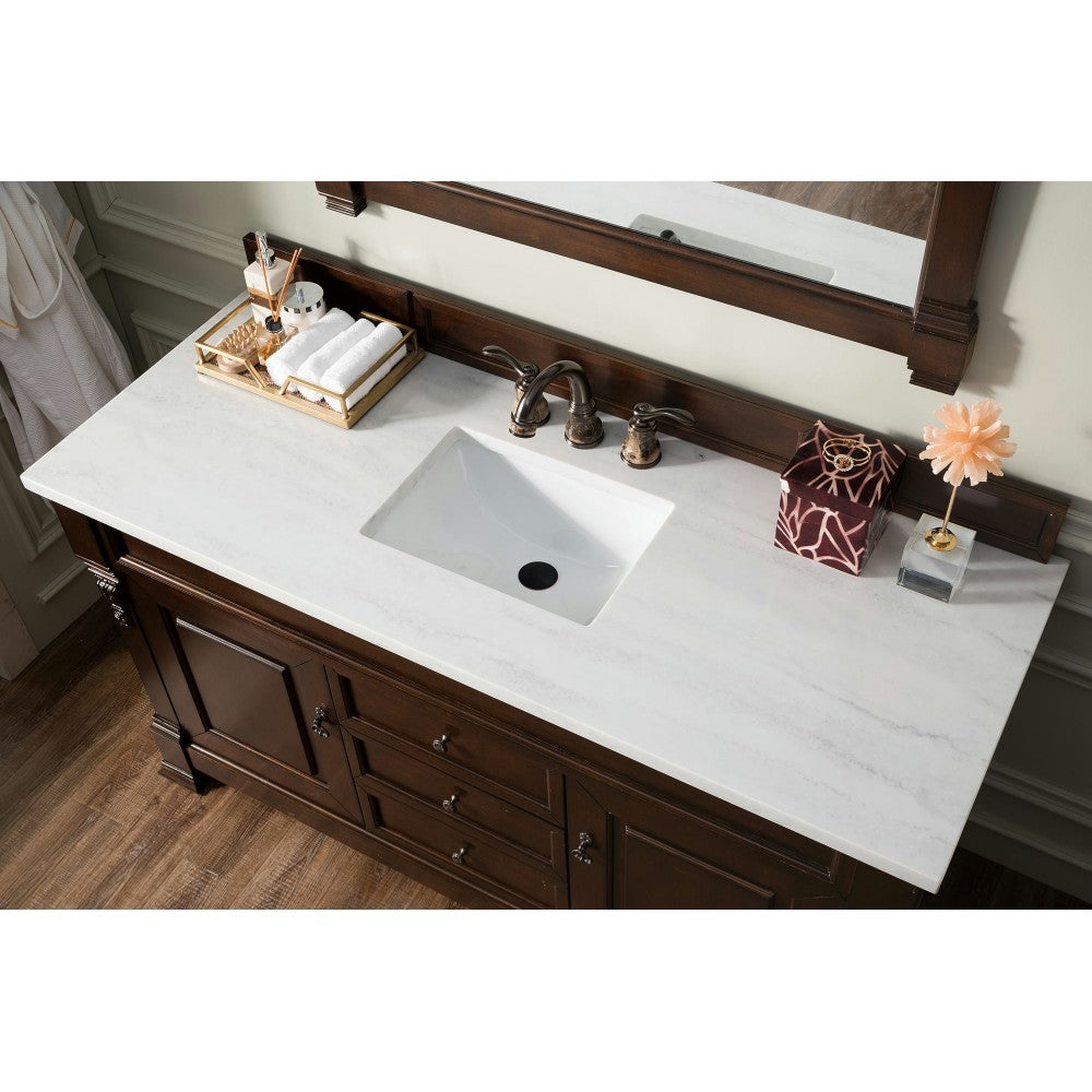 Brookfield 60" Single Vanity Mahogany w/3 CM Arctic Fall Solid Surface Top