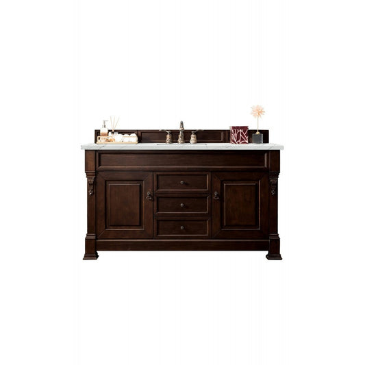 Brookfield 60" Single Vanity Mahogany w/3 CM Ethereal Noctis Quartz Top