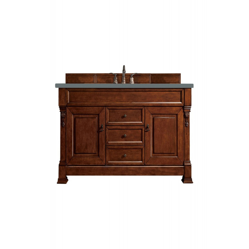 Brookfield 60" Single Vanity, Warm Cherry w/ 3 CM Cala Blue Quartz Top