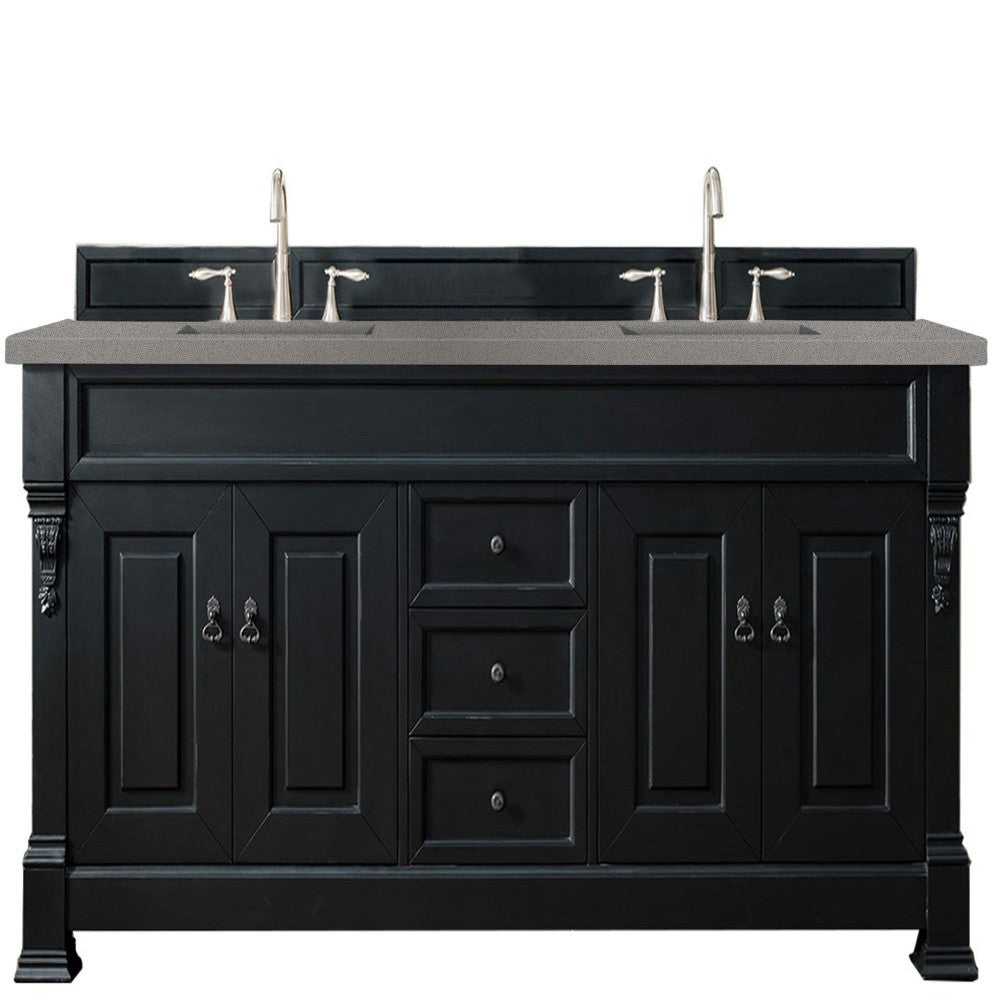 Brookfield 72" Double Vanity, Antique Black w/ 3 CM Gray Expo Quartz Top