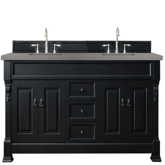 Brookfield 72" Double Vanity, Antique Black w/ 3 CM Gray Expo Quartz Top