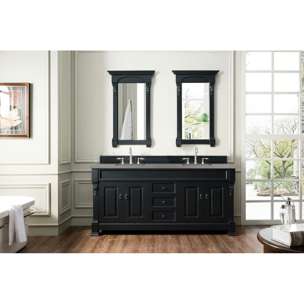 Brookfield 72" Double Vanity, Antique Black w/ 3 CM Gray Expo Quartz Top