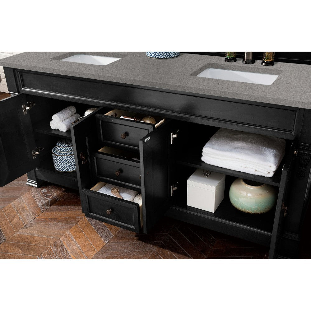 Brookfield 72" Double Vanity, Antique Black w/ 3 CM Gray Expo Quartz Top