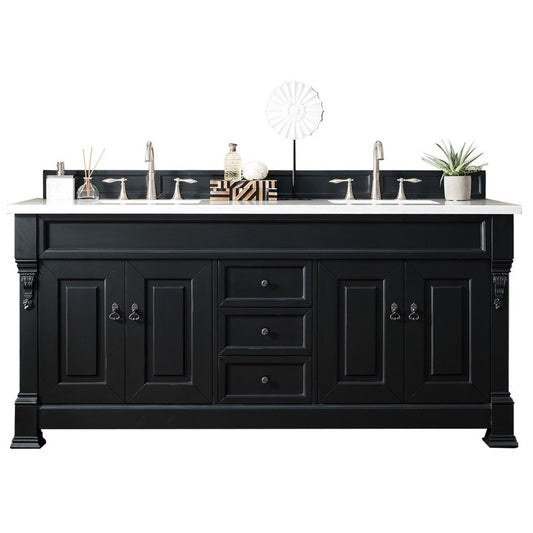Brookfield 72" Double Vanity Antique Black w/ 3 CM Arctic Fall Solid Surface Top