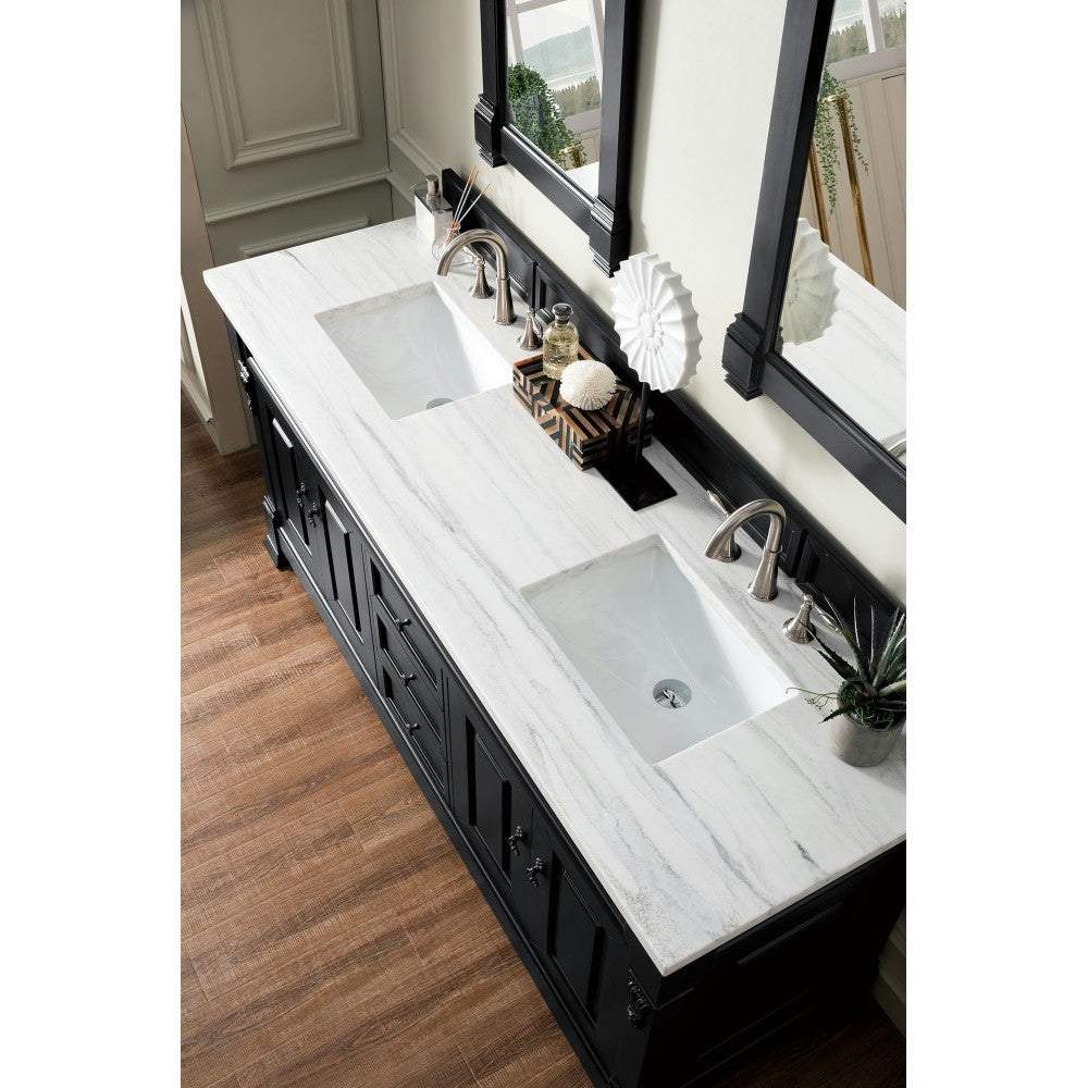 Brookfield 72" Double Vanity Antique Black w/ 3 CM Arctic Fall Solid Surface Top