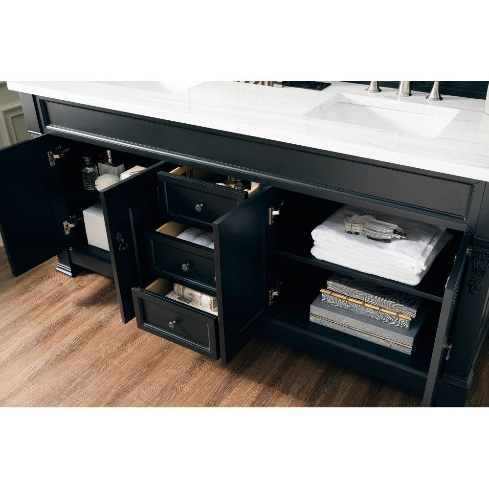 Brookfield 72" Double Vanity Antique Black w/ 3 CM Arctic Fall Solid Surface Top