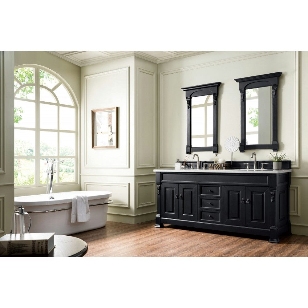 Brookfield 72" Double Vanity Antique Black w/ 3 CM Arctic Fall Solid Surface Top