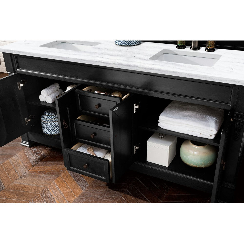 Brookfield 72" Double Vanity Antique Black w/ 3 CM Arctic Fall Solid Surface Top
