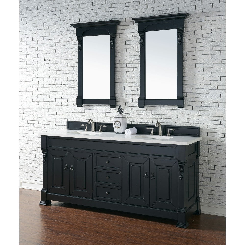 Brookfield 72" Double Vanity, Antique Black w/ 3 CM Classic White Quartz Top