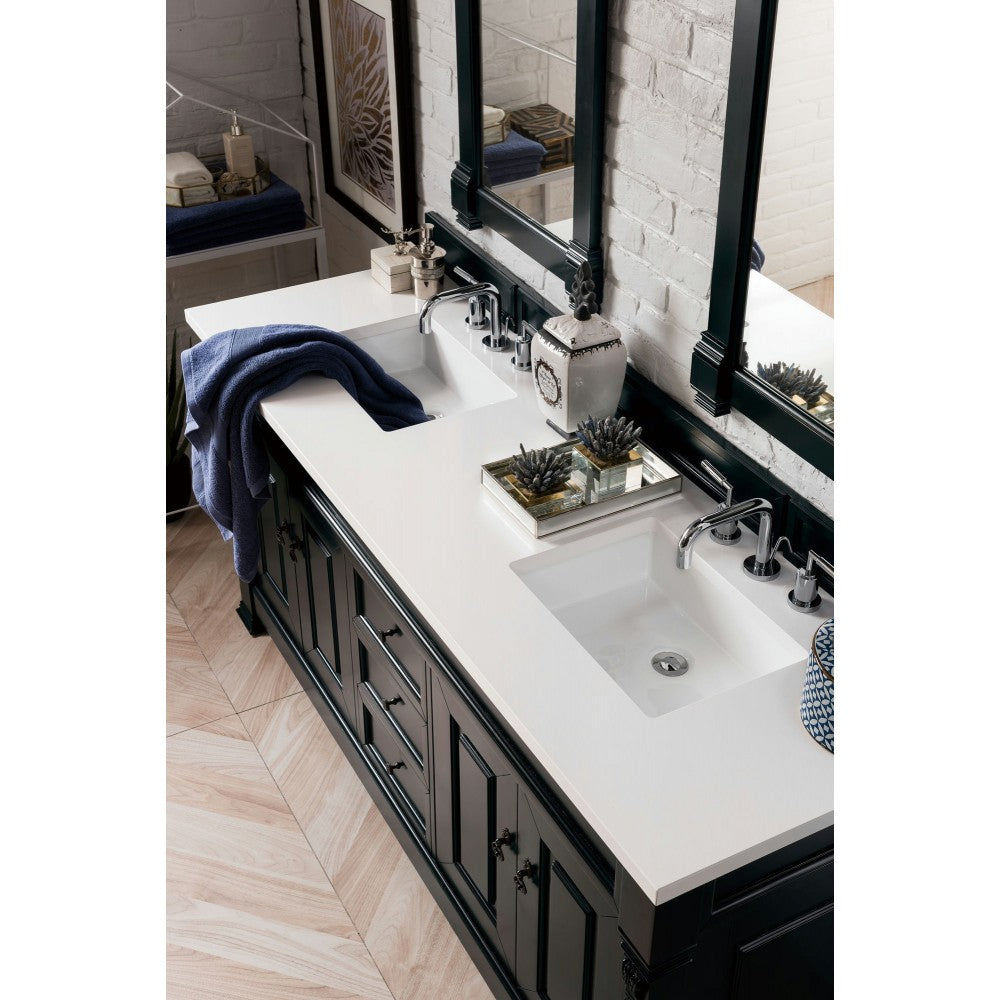 Brookfield 72" Double Vanity, Antique Black w/ 3 CM Classic White Quartz Top