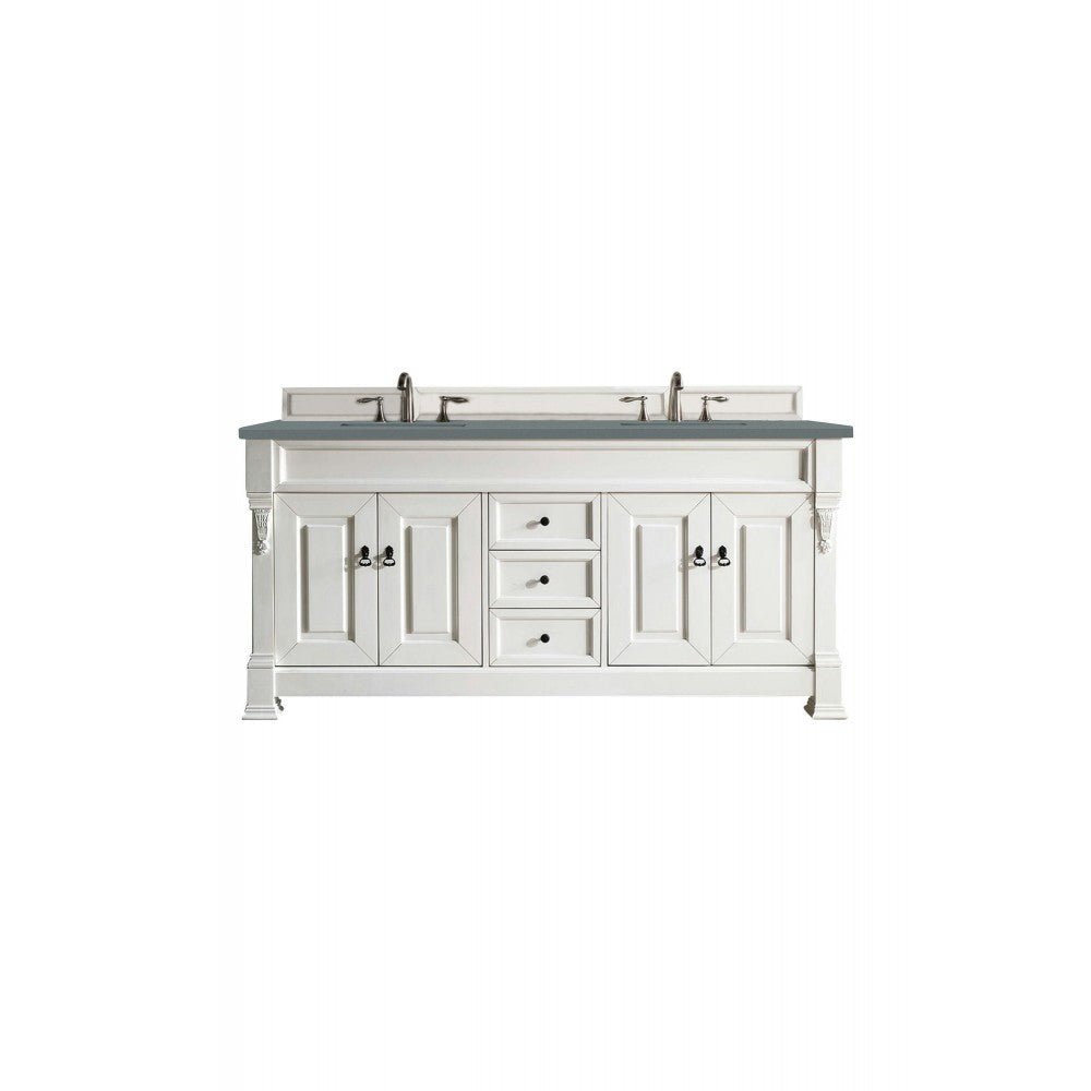 Brookfield 72" Double Vanity, Bright White w/ 3 CM Cala Blue Quartz Top