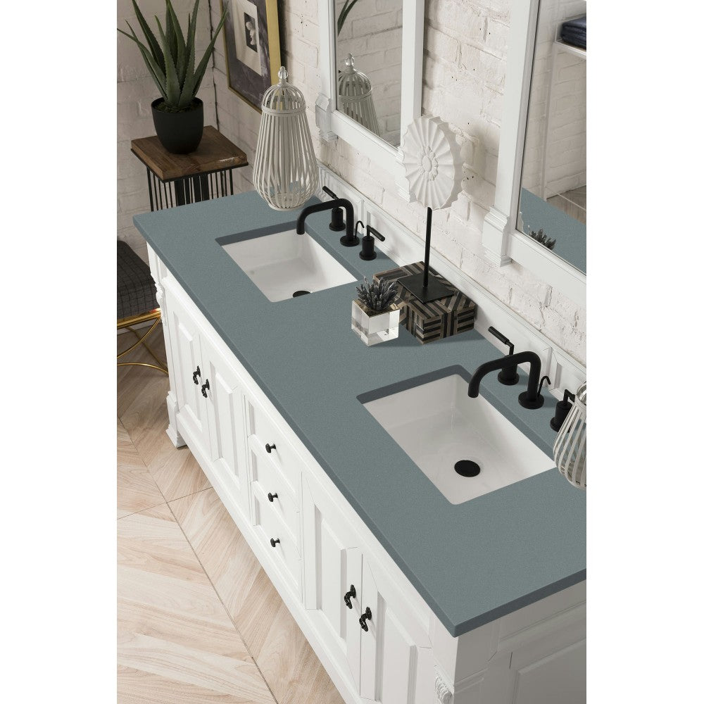 Brookfield 72" Double Vanity, Bright White w/ 3 CM Cala Blue Quartz Top