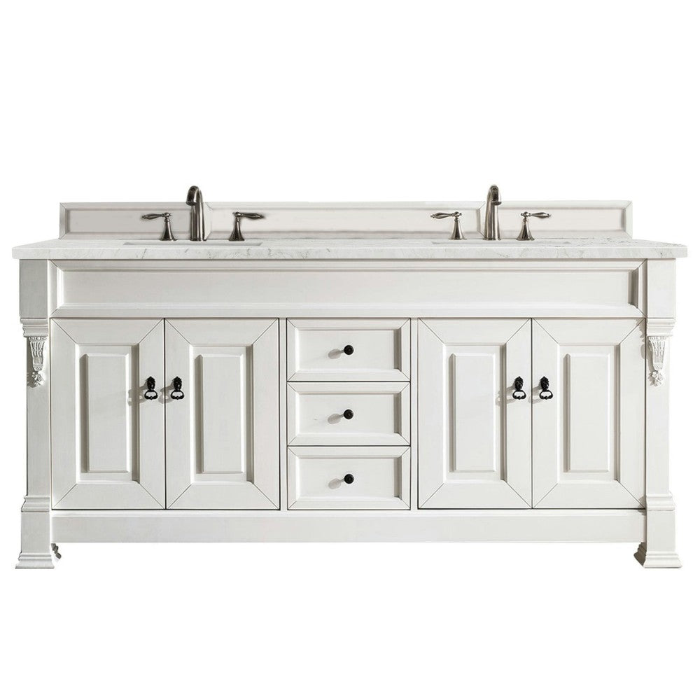 Brookfield 72" Double Vanity Bright White w/ 3 CM Jasmine Pearl Quartz Top
