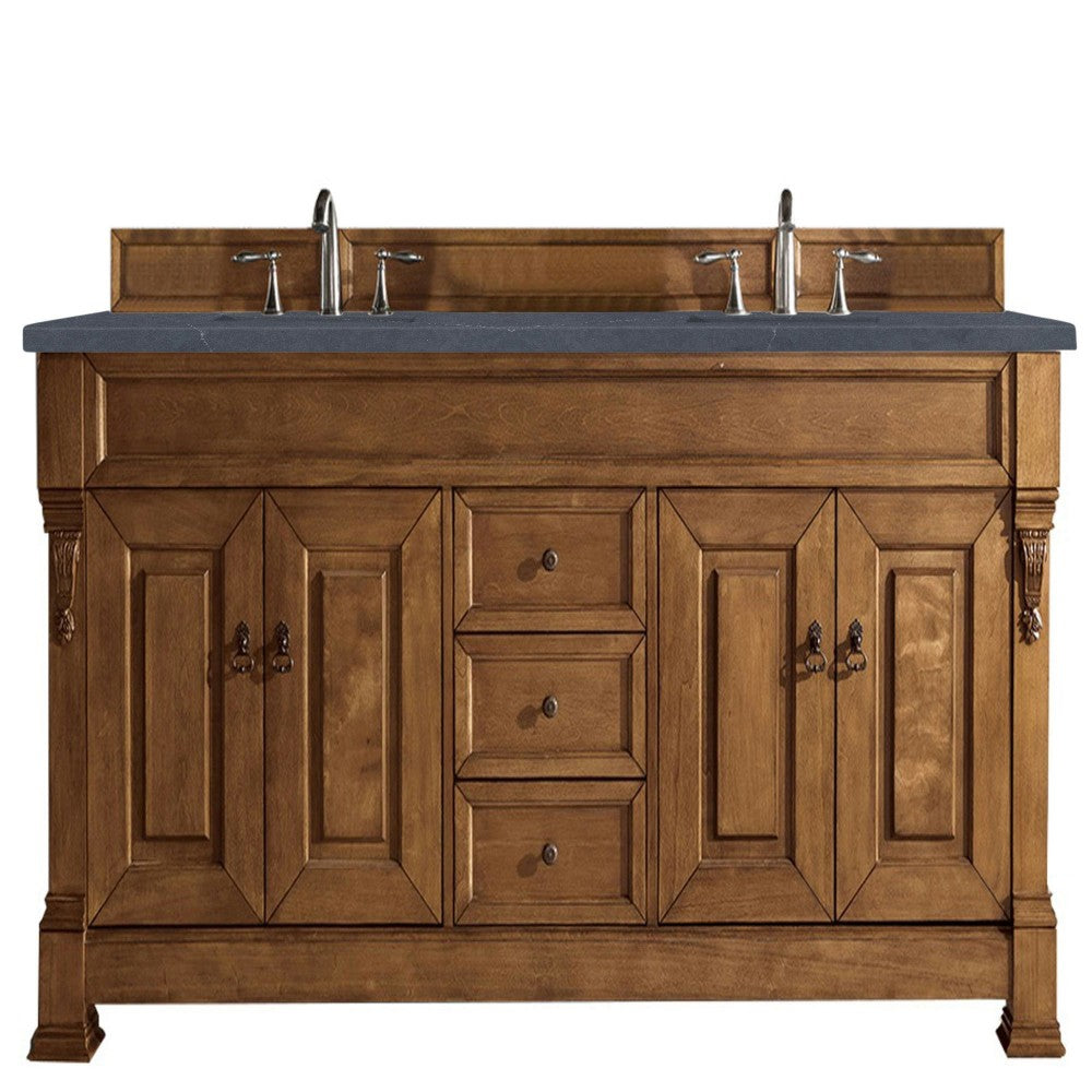 Brookfield 72" Double Vanity, Country Oak w/ 3 CM Charcoal Soapstone Quartz Top
