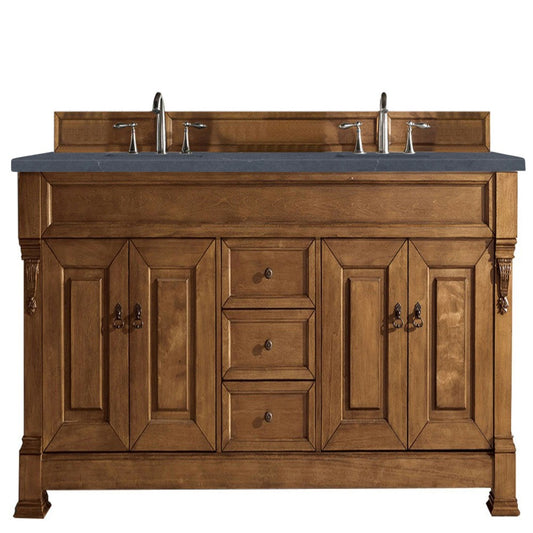Brookfield 72" Double Vanity, Country Oak w/ 3 CM Charcoal Soapstone Quartz Top