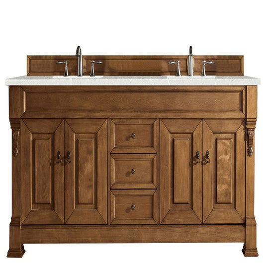 Brookfield 72" Double Vanity, Country Oak w/ 3 CM Eternal Serena Quartz Top