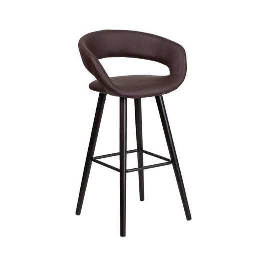 Brynn Series 29'' High Contemporary Cappuccino Wood Barstool in Brown Vinyl