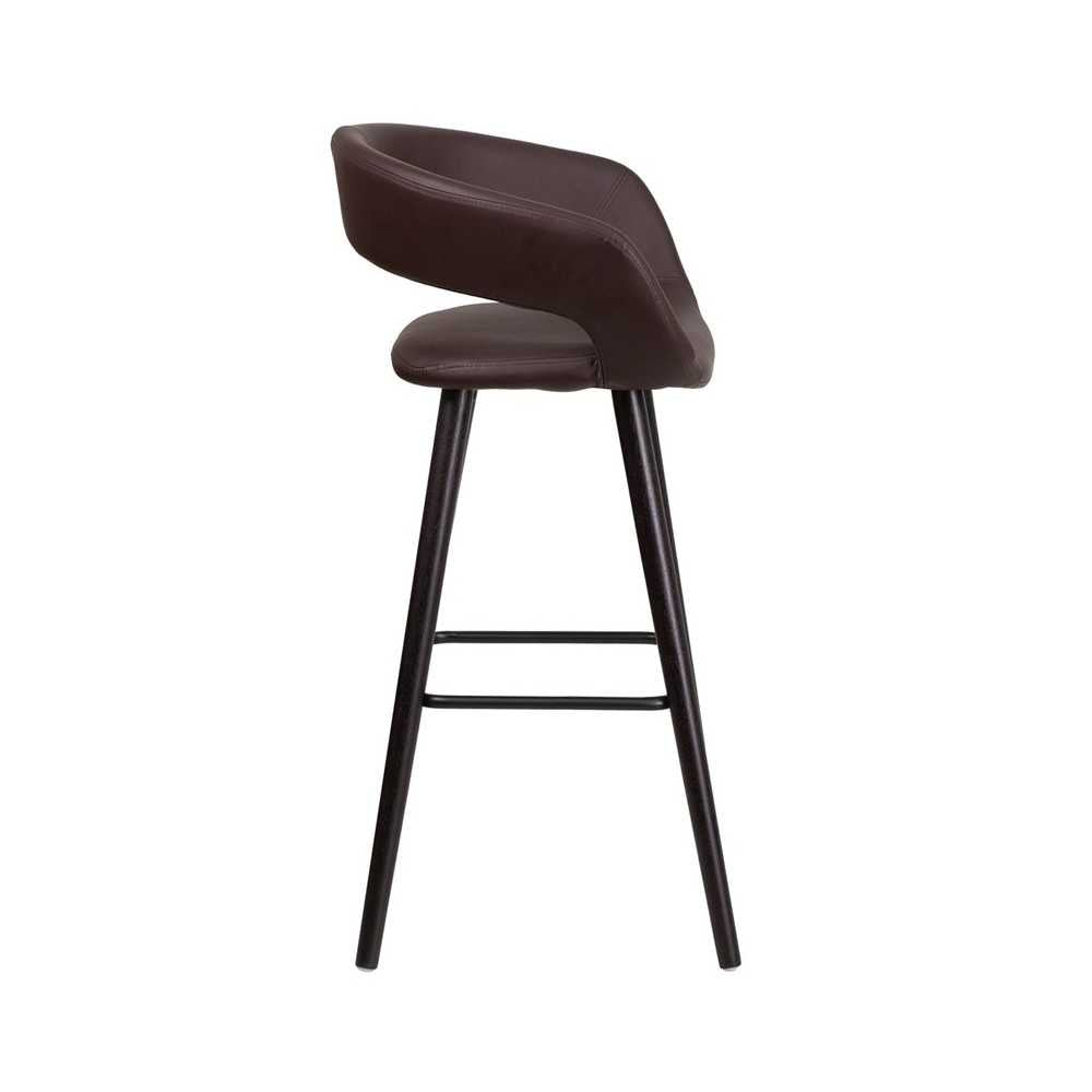 Brynn Series 29'' High Contemporary Cappuccino Wood Barstool in Brown Vinyl