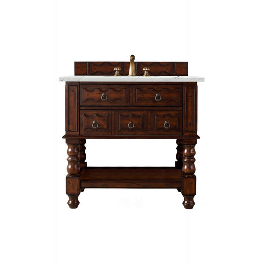 Castilian 36" Single Vanity, Aged Cognac, w/ 3 CM Ethereal Noctis Quartz Top