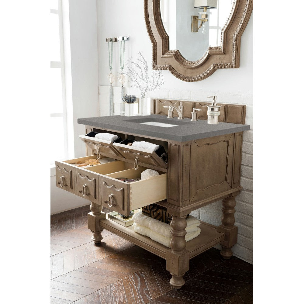 Castilian 36" Single Vanity, Empire Gray, w/ 3 CM Gray Expo Quartz Top