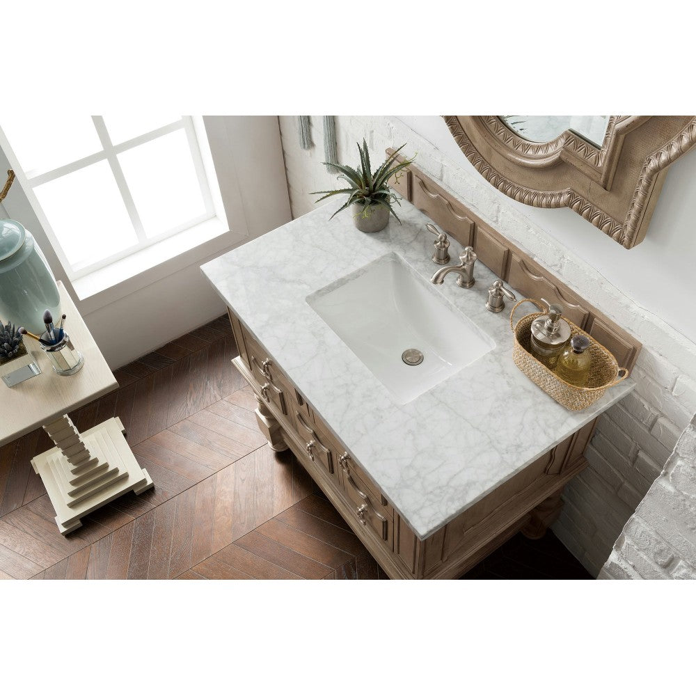 Castilian 36" Single Vanity, Empire Gray w/ 3 CM Carrara Marble Top