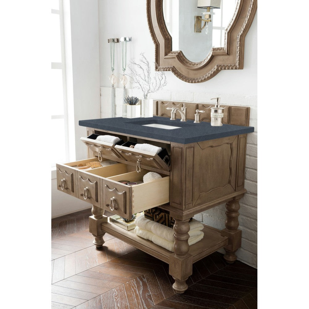 Castilian 36" Single Vanity, Empire Gray, w/ 3 CM Charcoal Soapstone Quartz Top
