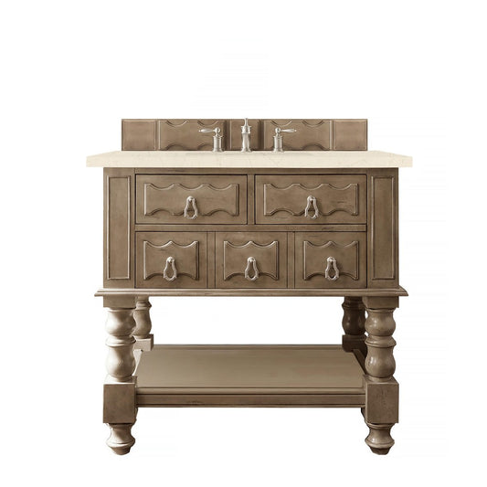 Castilian 36" Single Vanity, Empire Gray, w/ 3 CM Eternal Marfil Quartz Top