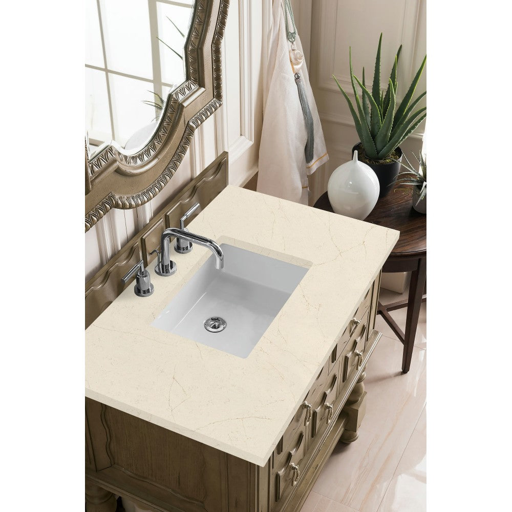 Castilian 36" Single Vanity, Empire Gray, w/ 3 CM Eternal Marfil Quartz Top