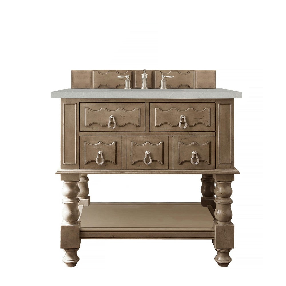 Castilian 36" Single Vanity, Empire Gray, w/ 3 CM Eternal Serena Quartz Top