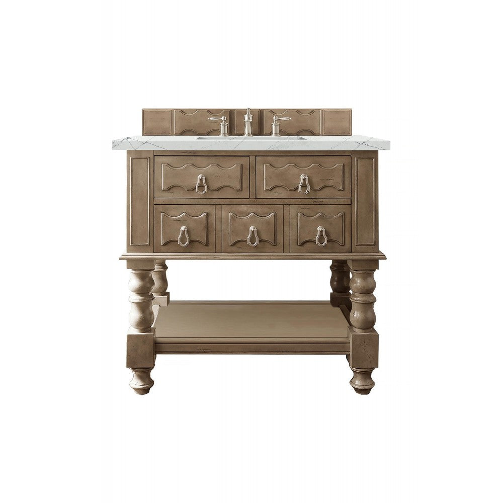 Castilian 36" Single Vanity, Empire Gray, w/ 3 CM Ethereal Noctis Quartz Top