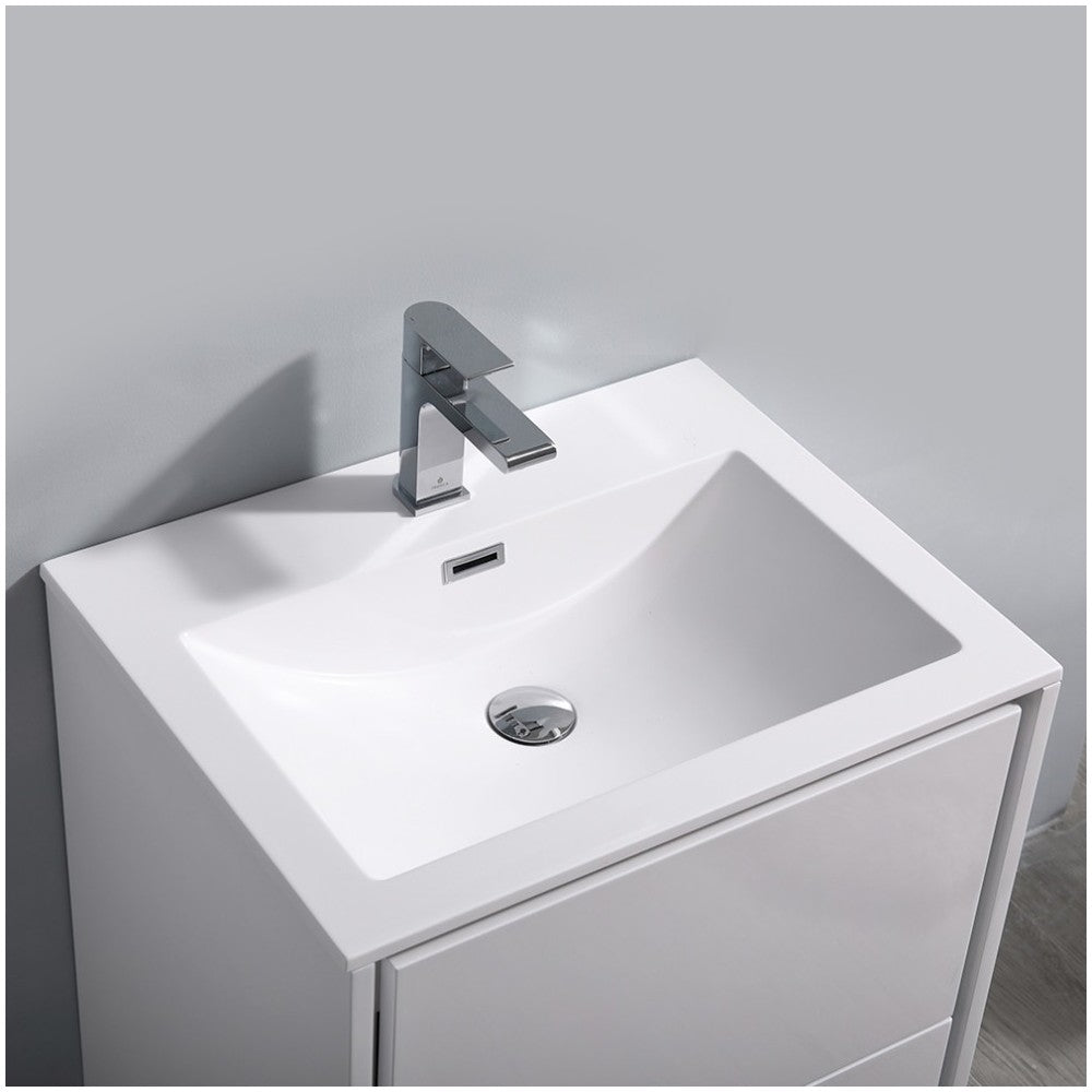 Catania 24" Glossy White Wall Hung Modern Bathroom Vanity w/ Medicine Cabinet