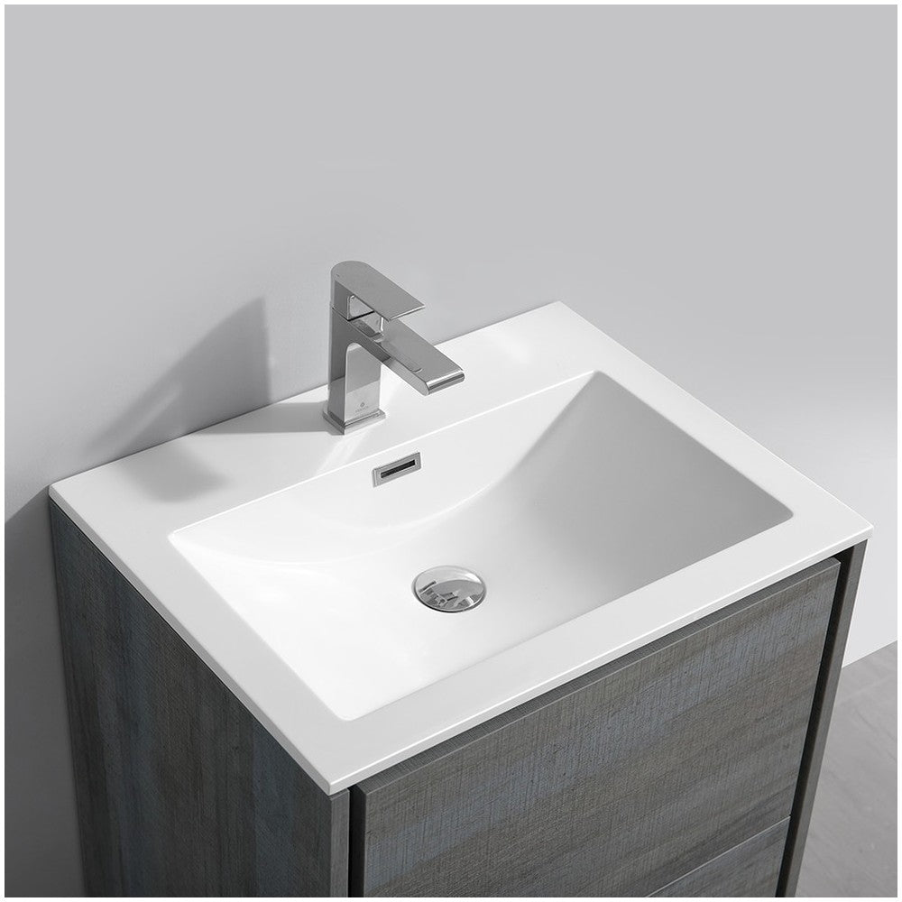 Catania 24" Ocean Gray Wall Hung Modern Bathroom Cabinet w/ Integrated Sink