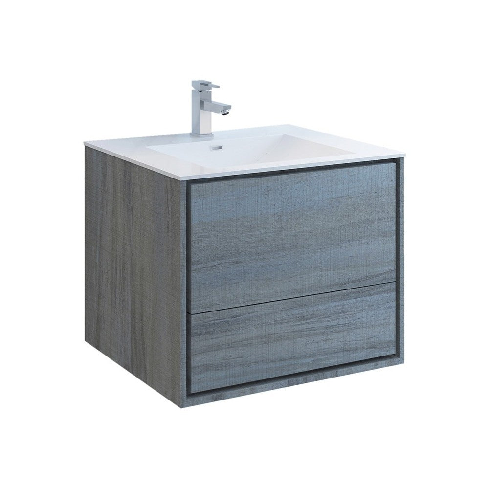 Catania 30" Ocean Gray Wall Hung Modern Bathroom Cabinet w/ Integrated Sink
