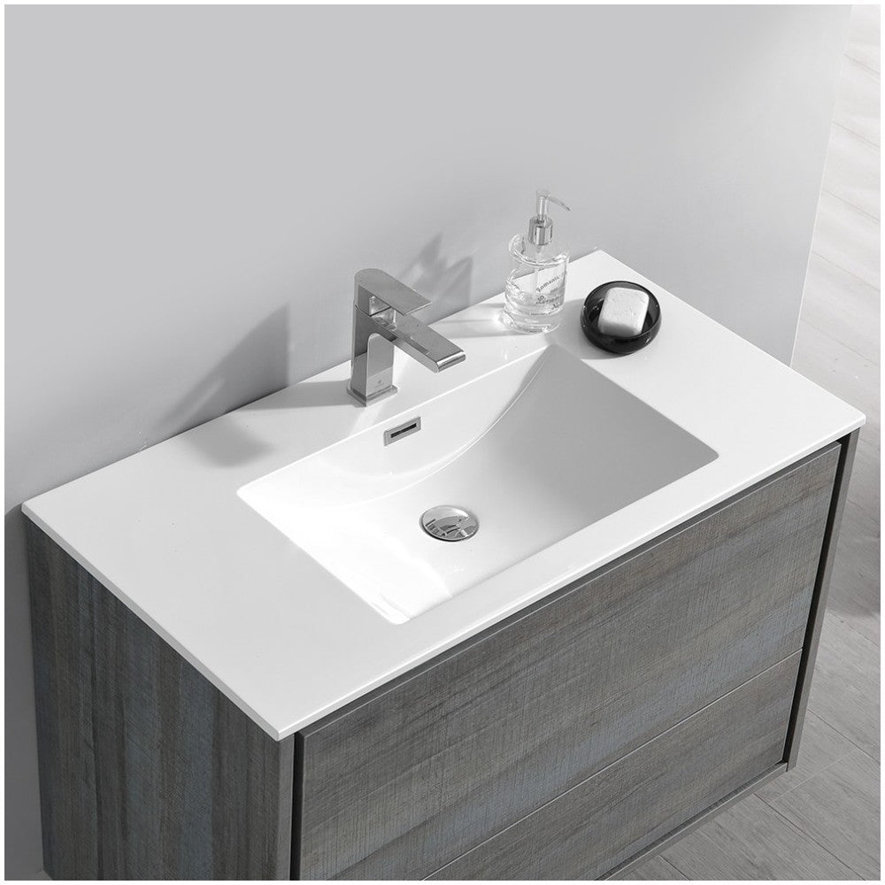 Catania 36" Ocean Gray Wall Hung Modern Bathroom Vanity w/ Medicine Cabinet