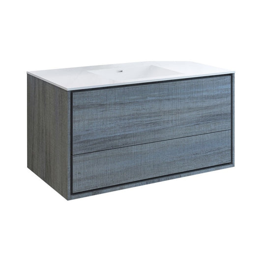 Catania 48" Ocean Gray Wall Hung Modern Bathroom Cabinet w/ Integrated Sink