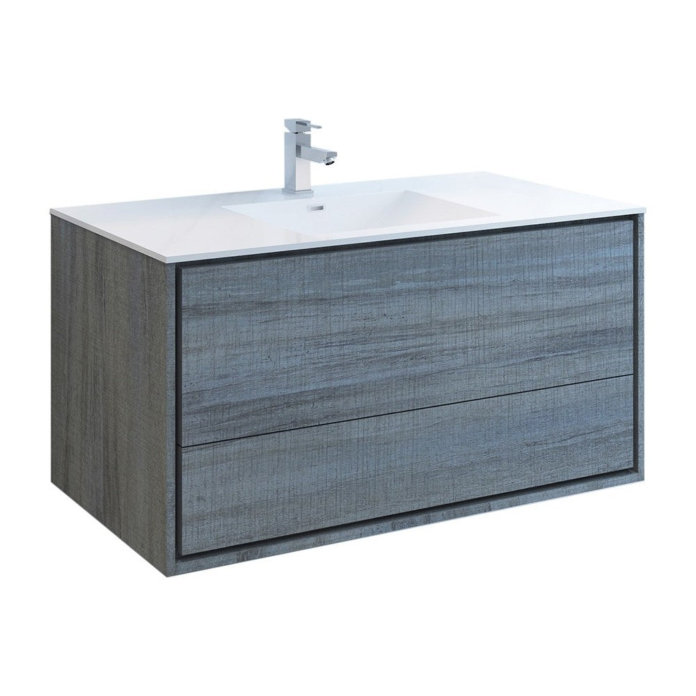 Catania 48" Ocean Gray Wall Hung Modern Bathroom Cabinet w/ Integrated Sink