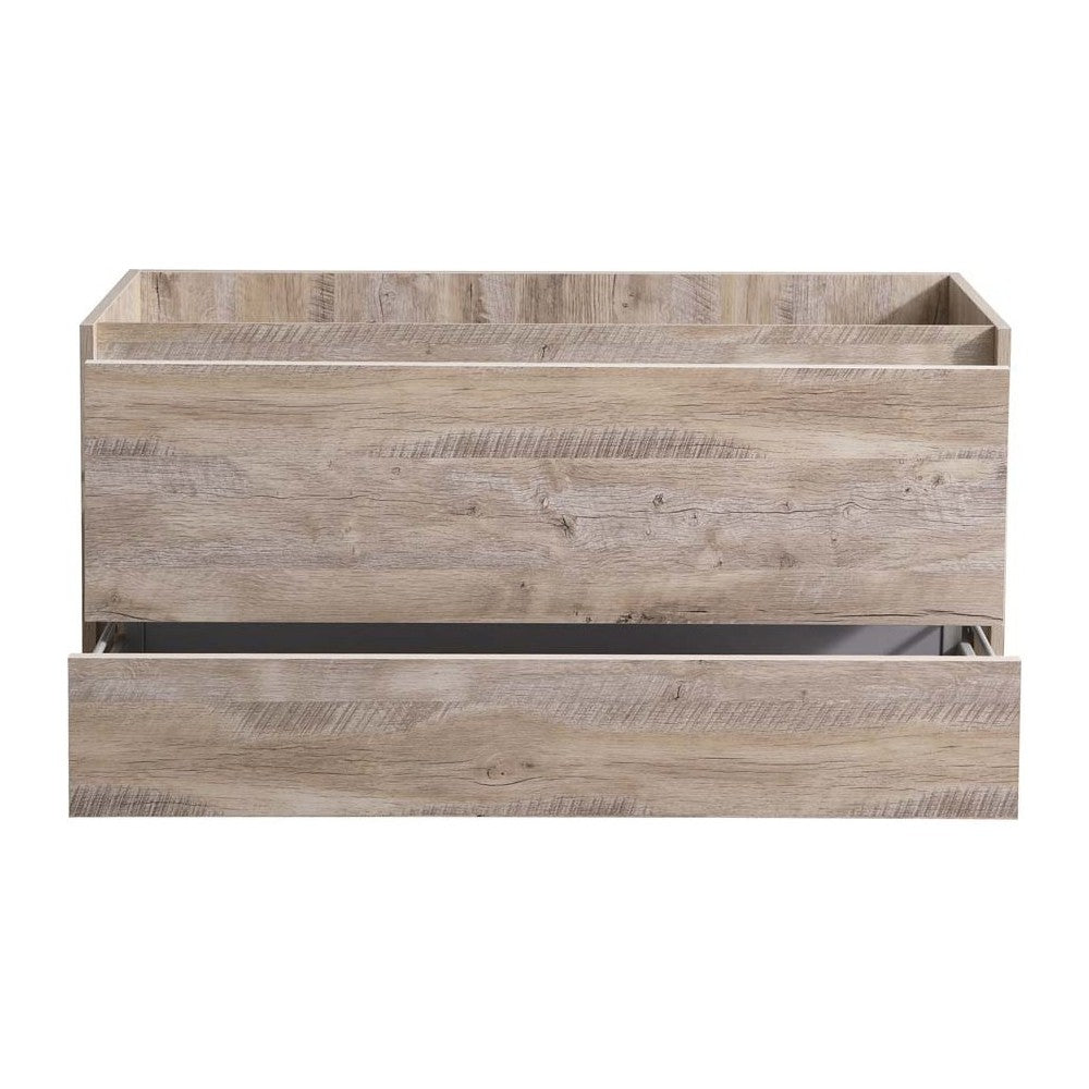 Catania 48" Rustic Natural Wood Wall Hung Double Sink Modern Bathroom Cabinet