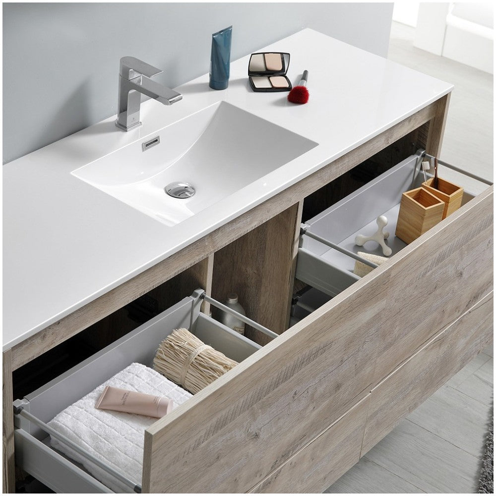 Catania 60 Wood Wall Hung Single Sink Bathroom Vanity w/ Medicine Cabinet