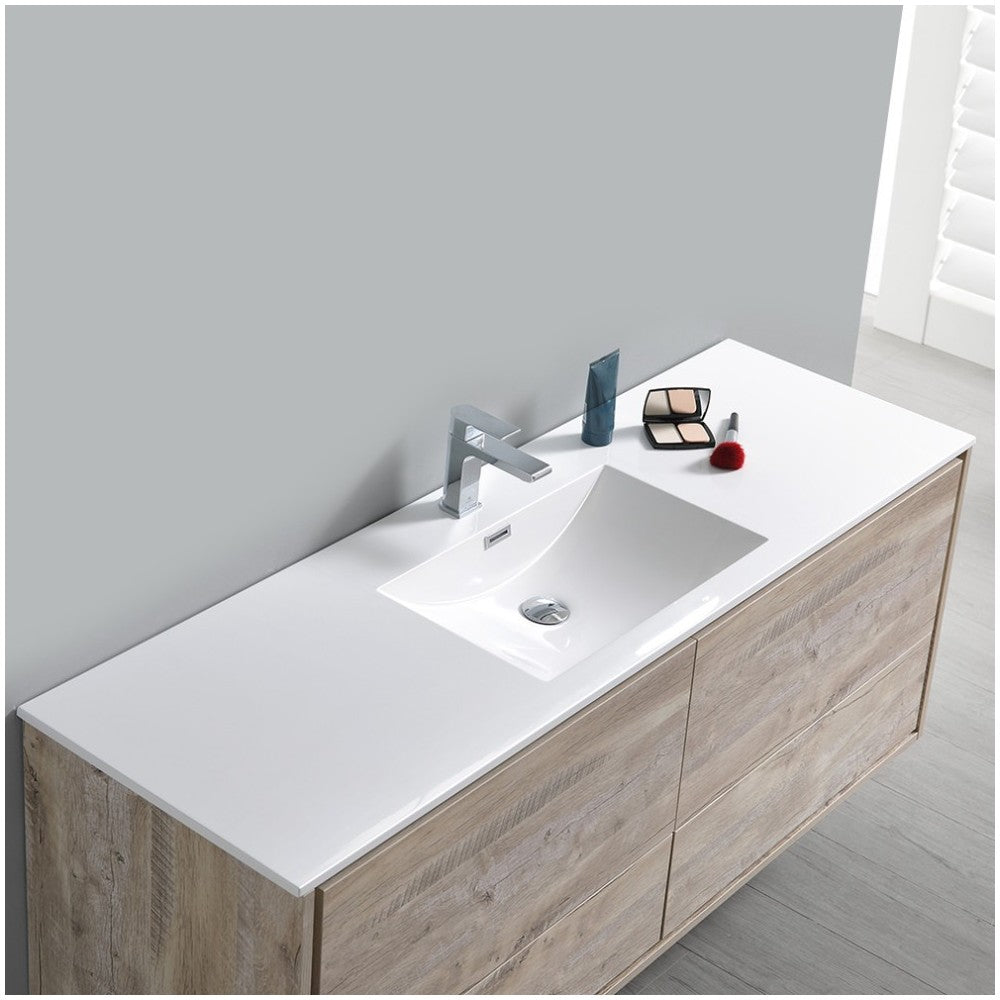 Catania 60 Wood Wall Hung Single Sink Bathroom Vanity w/ Medicine Cabinet